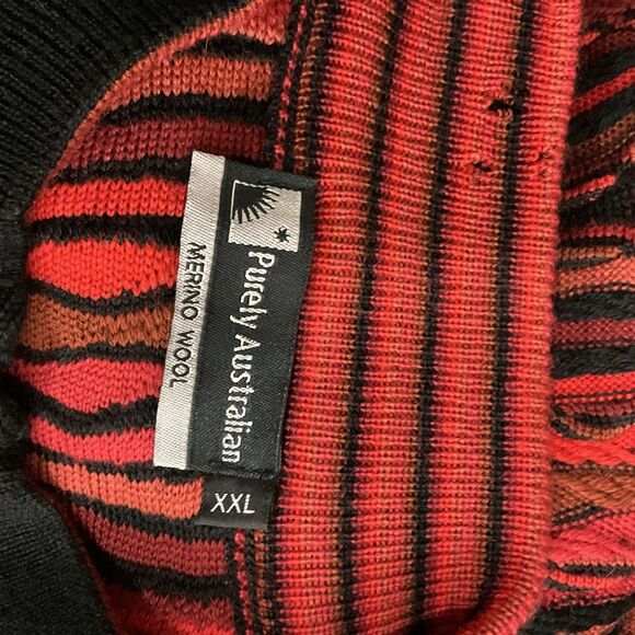 Vintage Purely Australian Mens Wool 3D Knit Full Zip Cardigan XXL Orange 90s - Picture 5 of 11